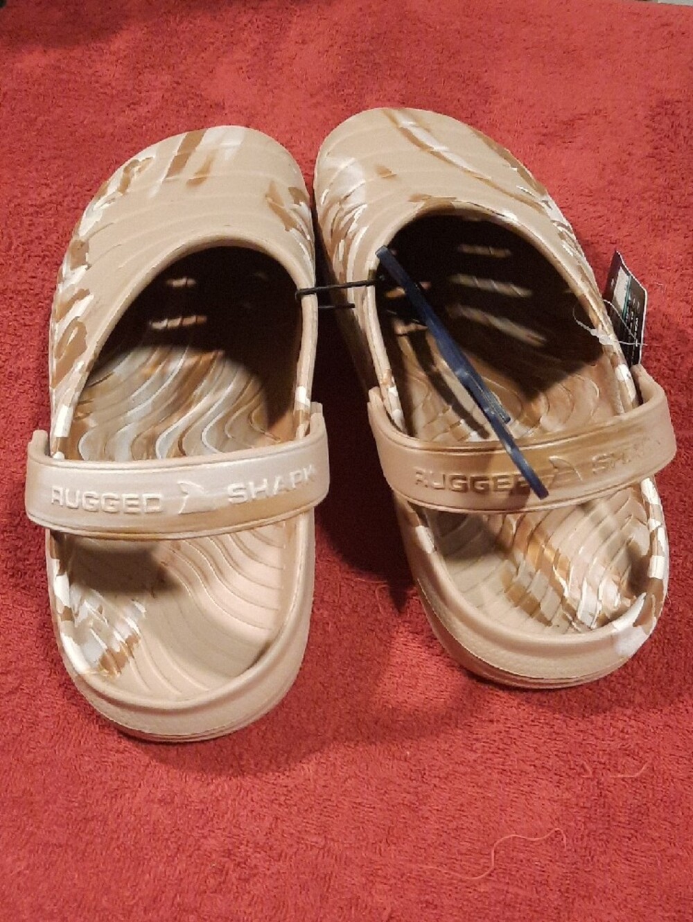 Rugged Shark Men's Slip-On Summer Sandal Clog in Tan Marble Camo - Picture 2 of 4
